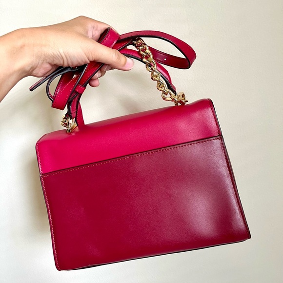 NWT Michael Kors Sloan Red/Wine Color Medium Top Handle Satchel with dust bag - Picture 2 of 15